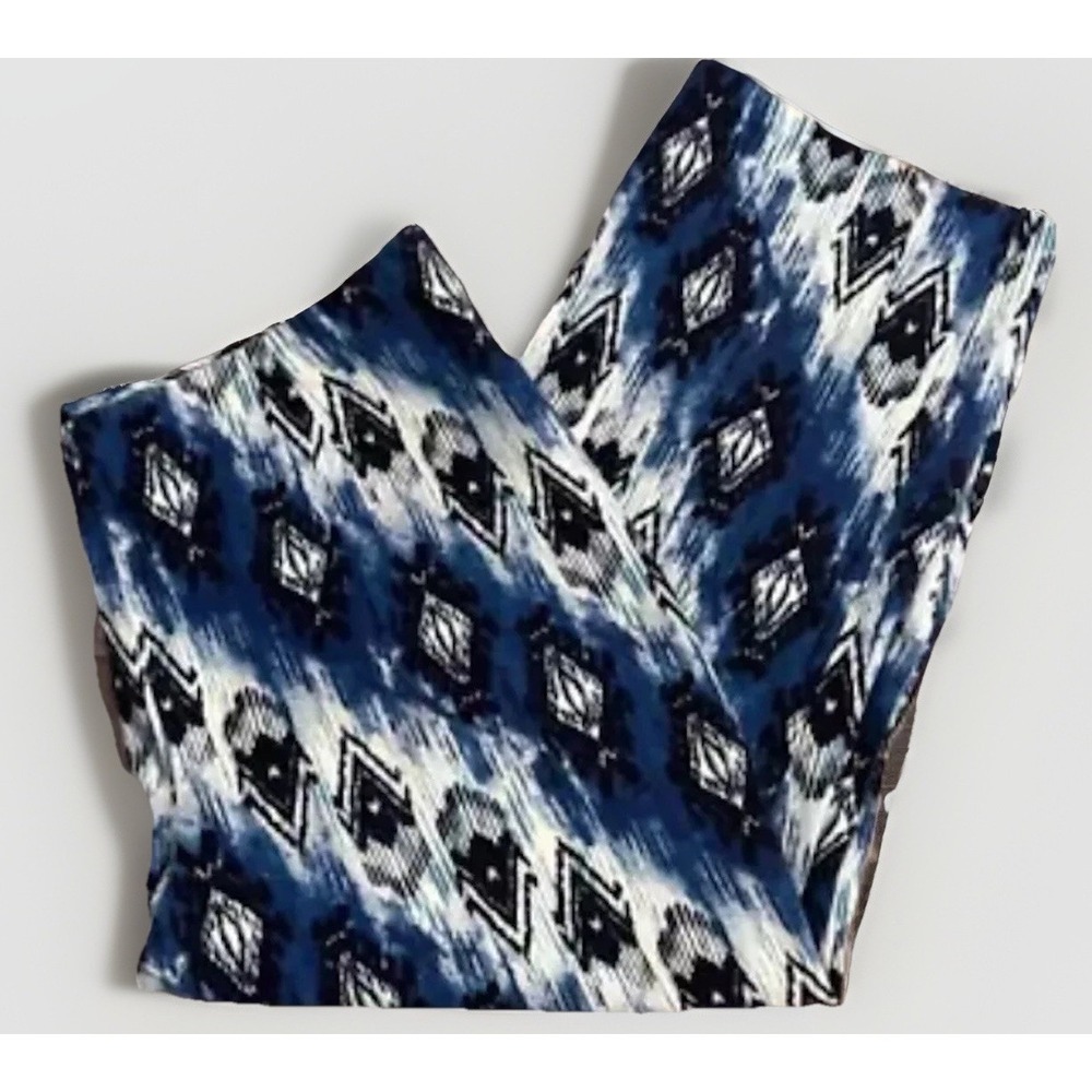 Women's Chicos Crop Pants Blue Print Sz 16 XL (3) Gorgeous‎ Colors Side Zip